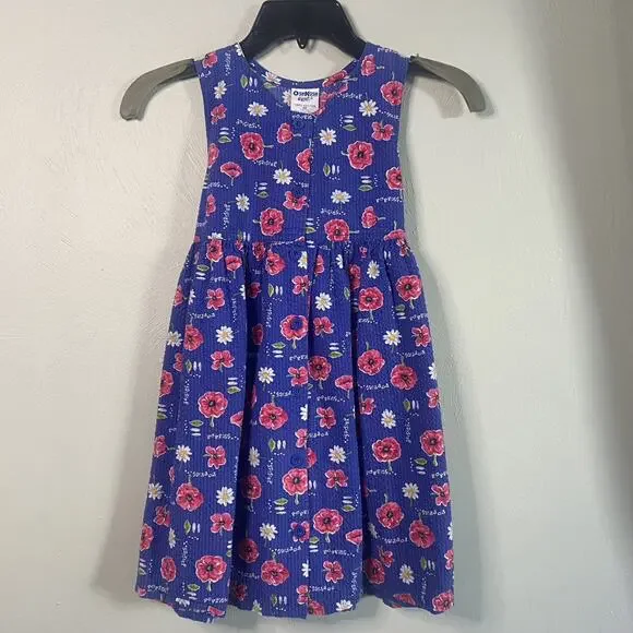 Vintage Oshkosh Poppies Daisies Daisy Dress Blue Red Cotton 6x